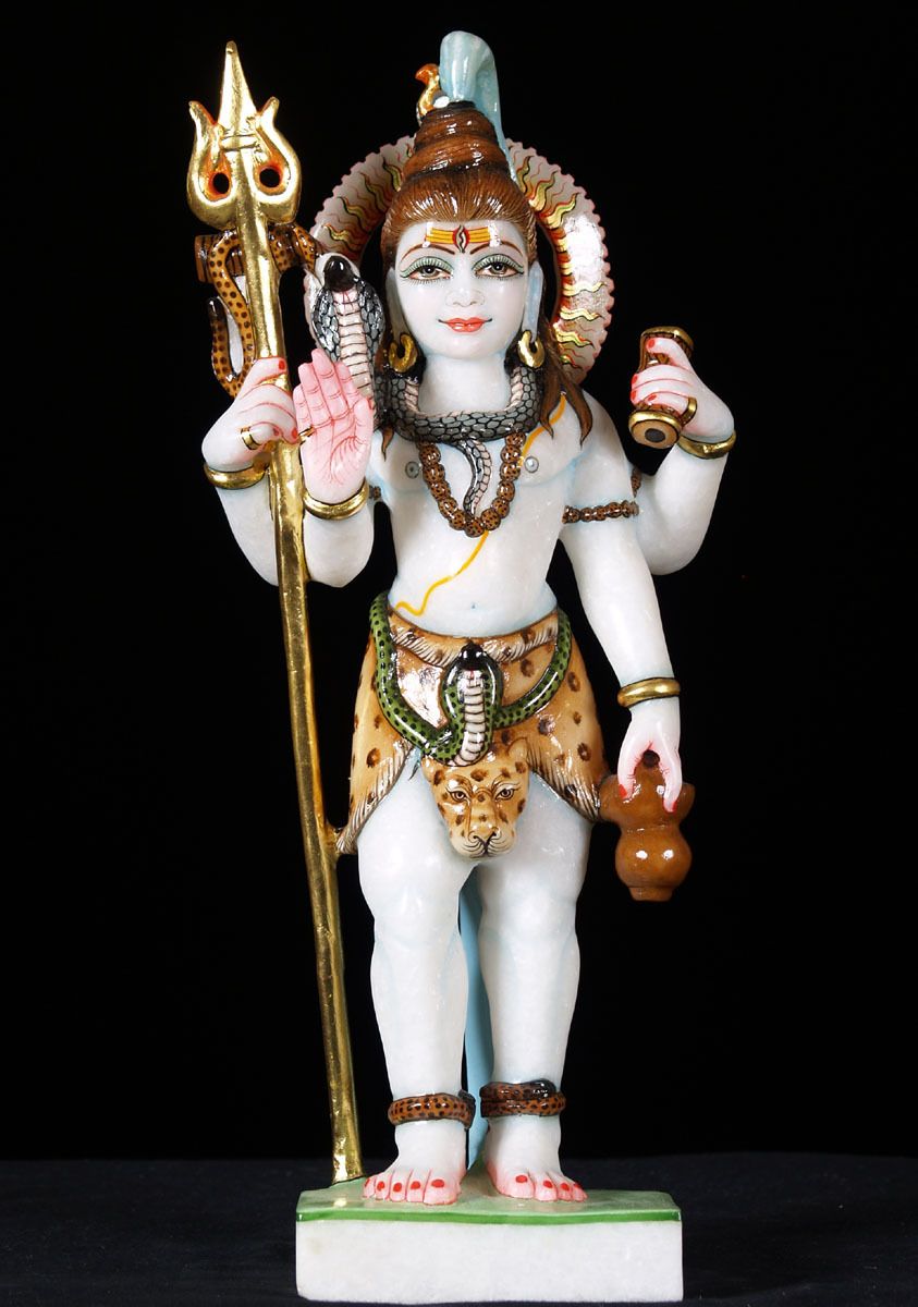 Lord Shiva Standing Stone Idol – Handcrafted Marble Look Statue