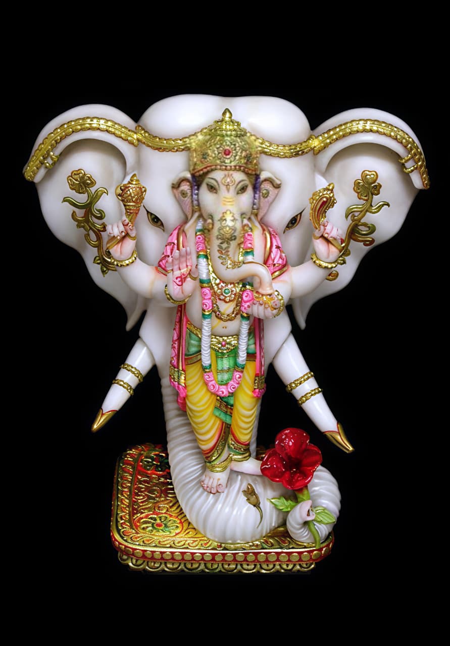 Lord Ganesha Marble Look Idol – Divine & Auspicious