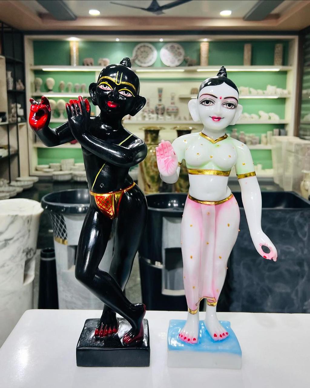 Elegant Radha Krishna Stone Idol Set – Simple Yet Divine Beauty